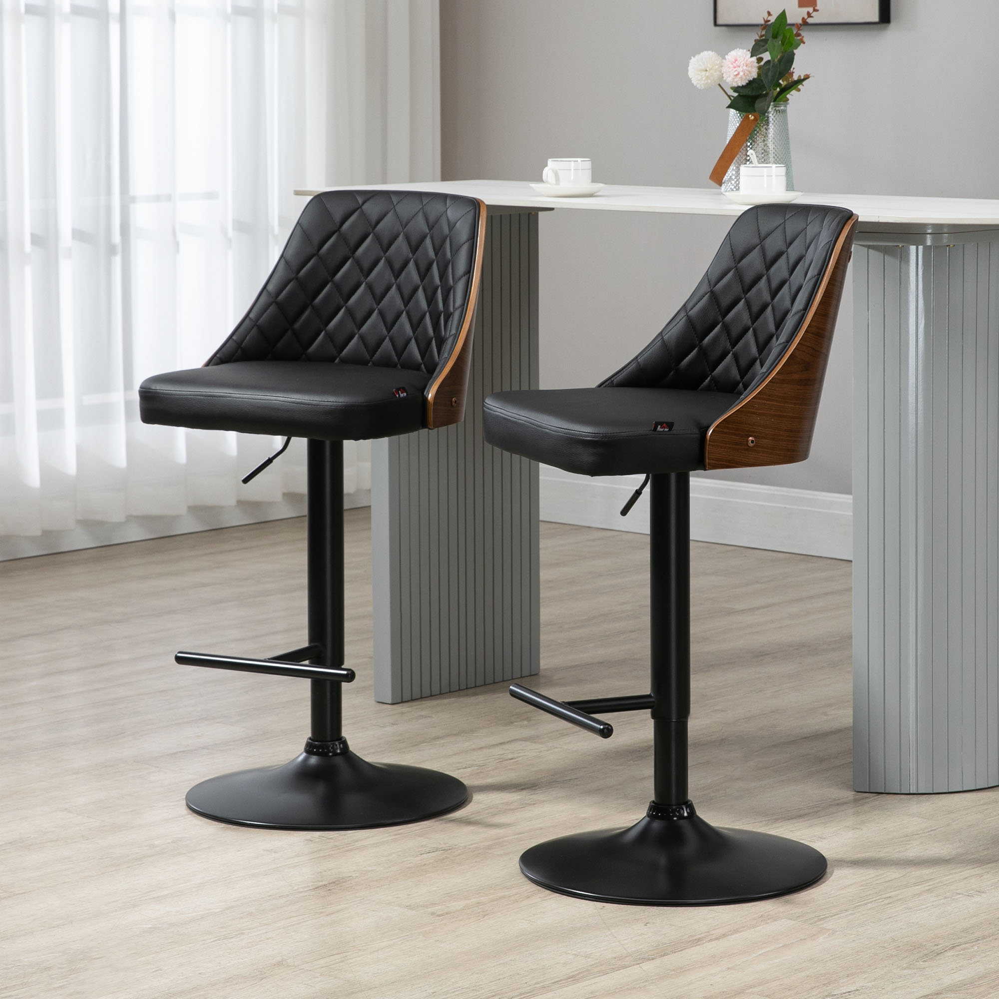 Adjustable bar stools set of 2 faux leather discount